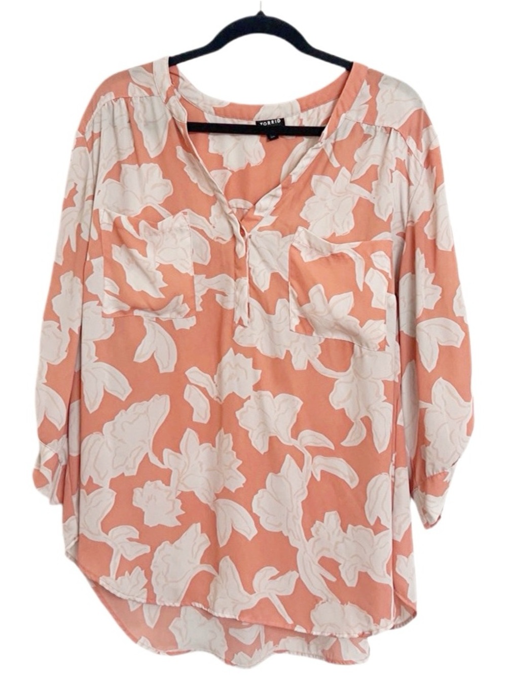 Torrid Coral and White Harper Blouse